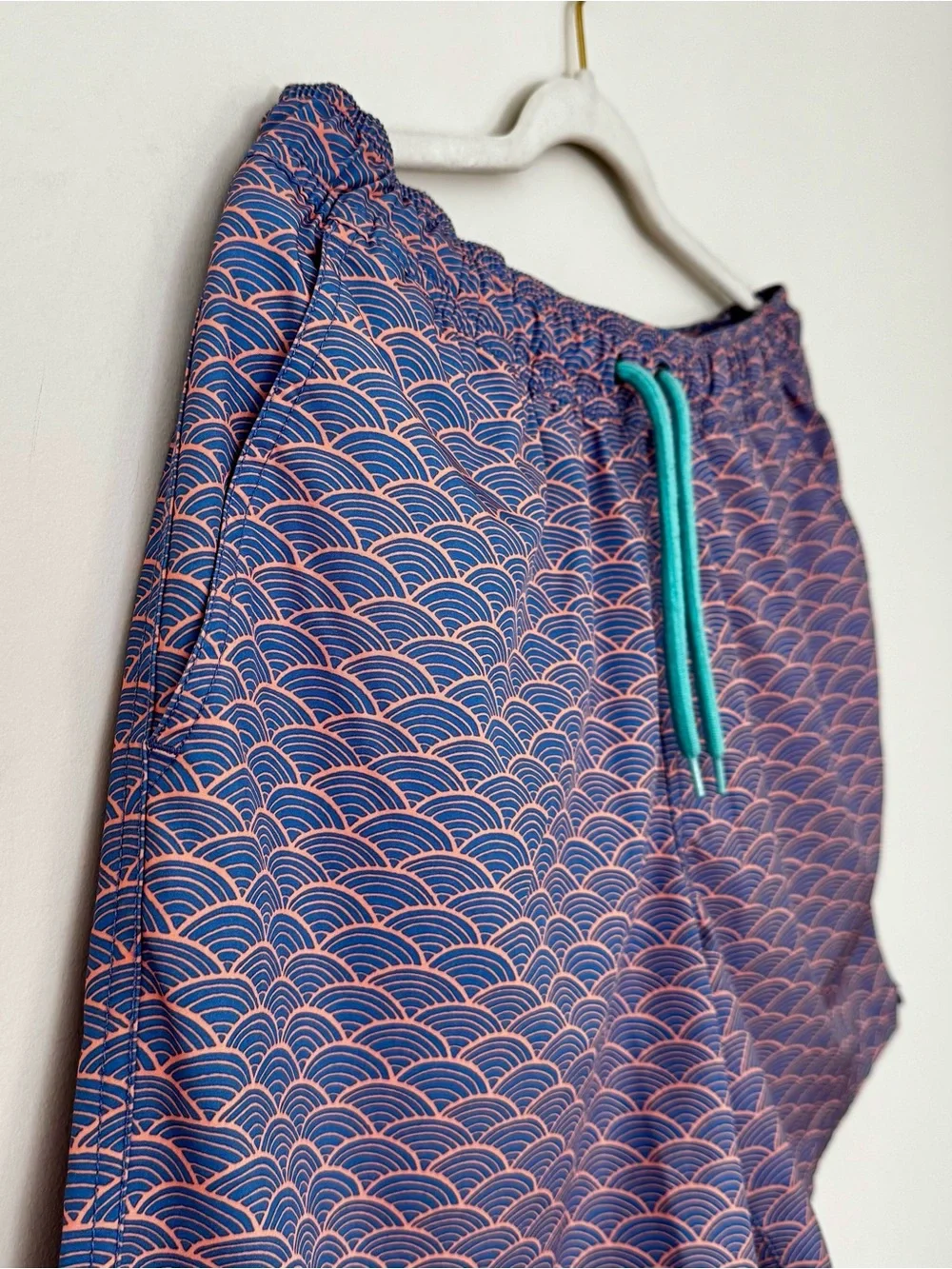 J. Crew Flex Swimwear Lined Swim Trunks, Purple / Coral Nautical Pattern – Large